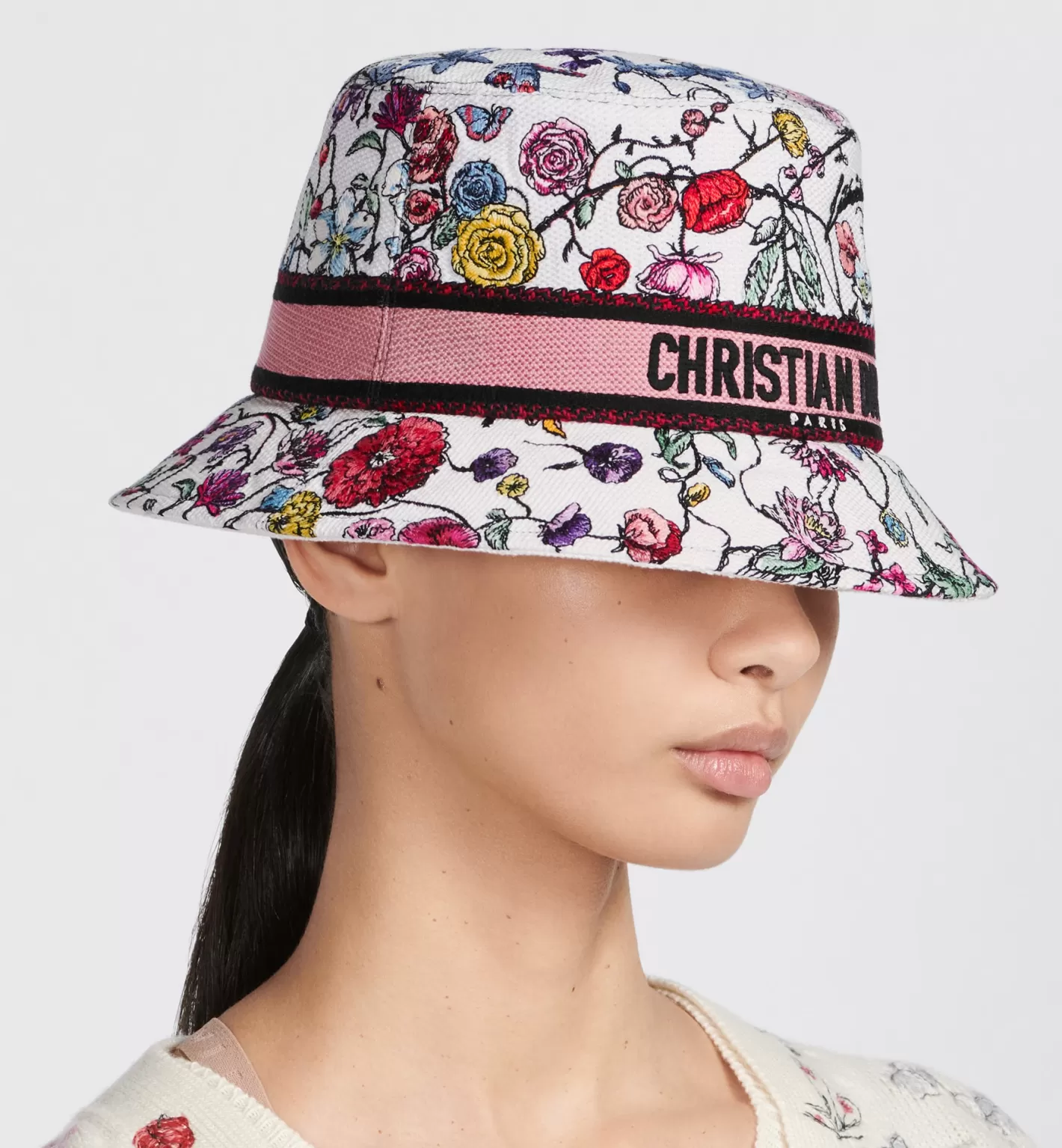 DIOR D-Bobby Florilegio Small Brim Bucket Hat New