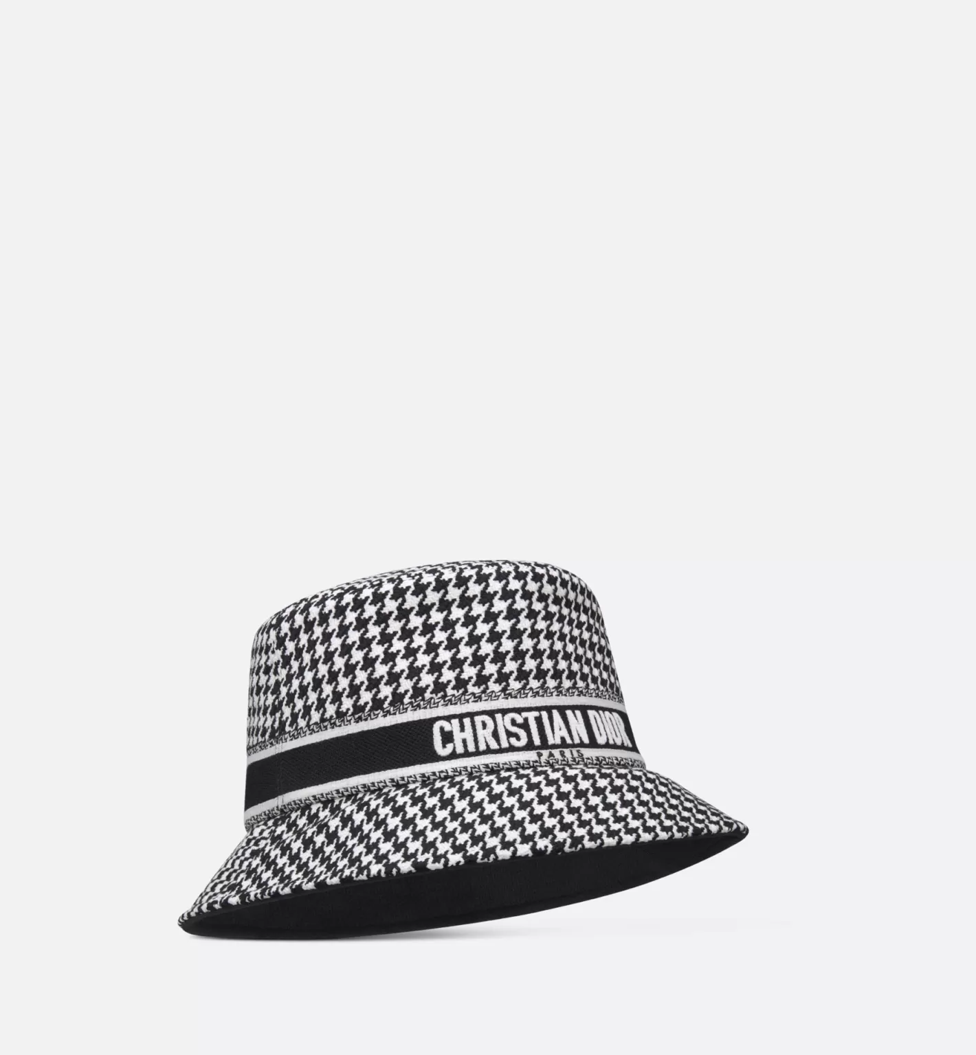 DIOR D-Bobby Houndstooth Small Brim Bucket Hat New