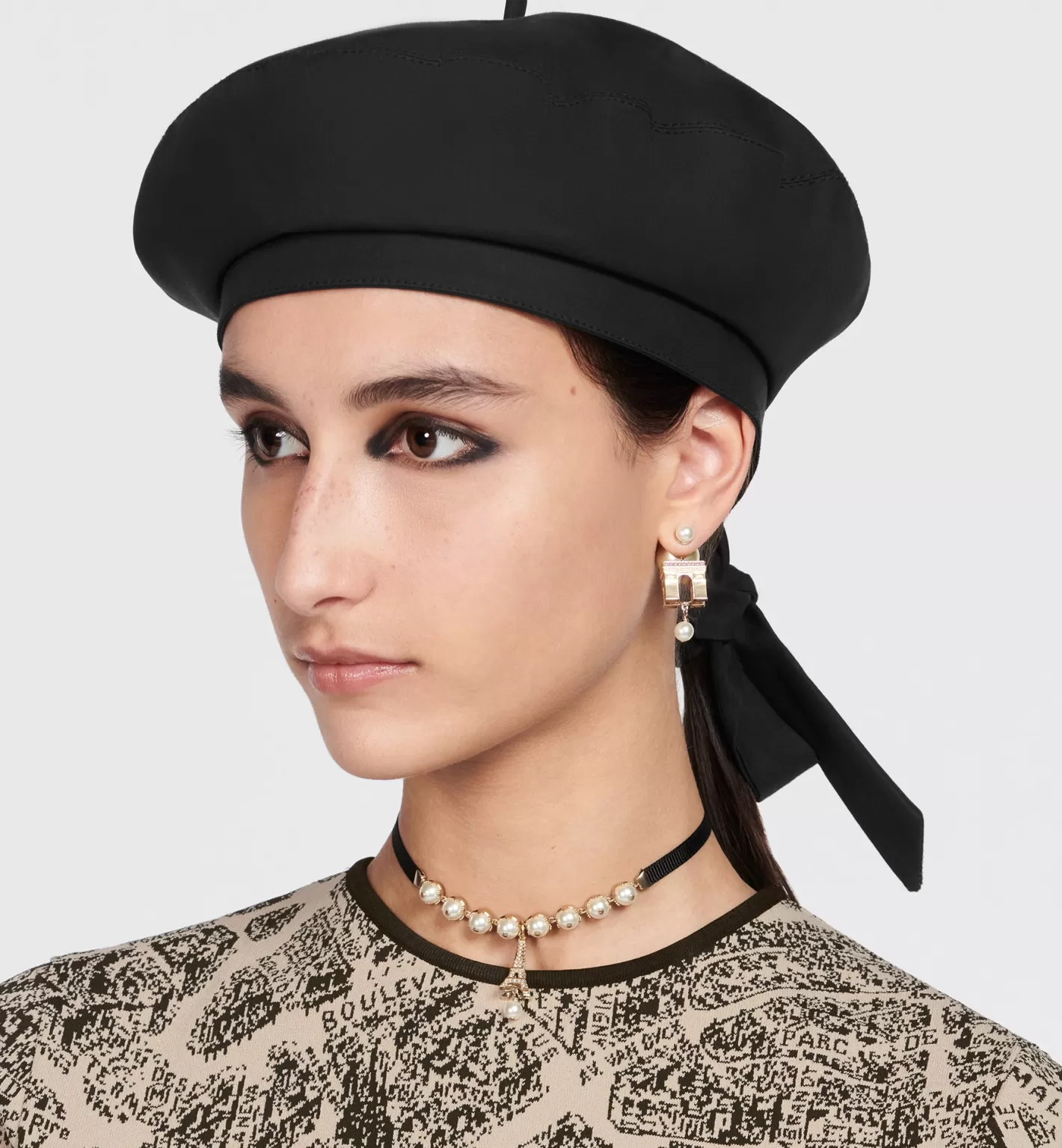 DIOR Arty Oblique Beret With Bow Sale