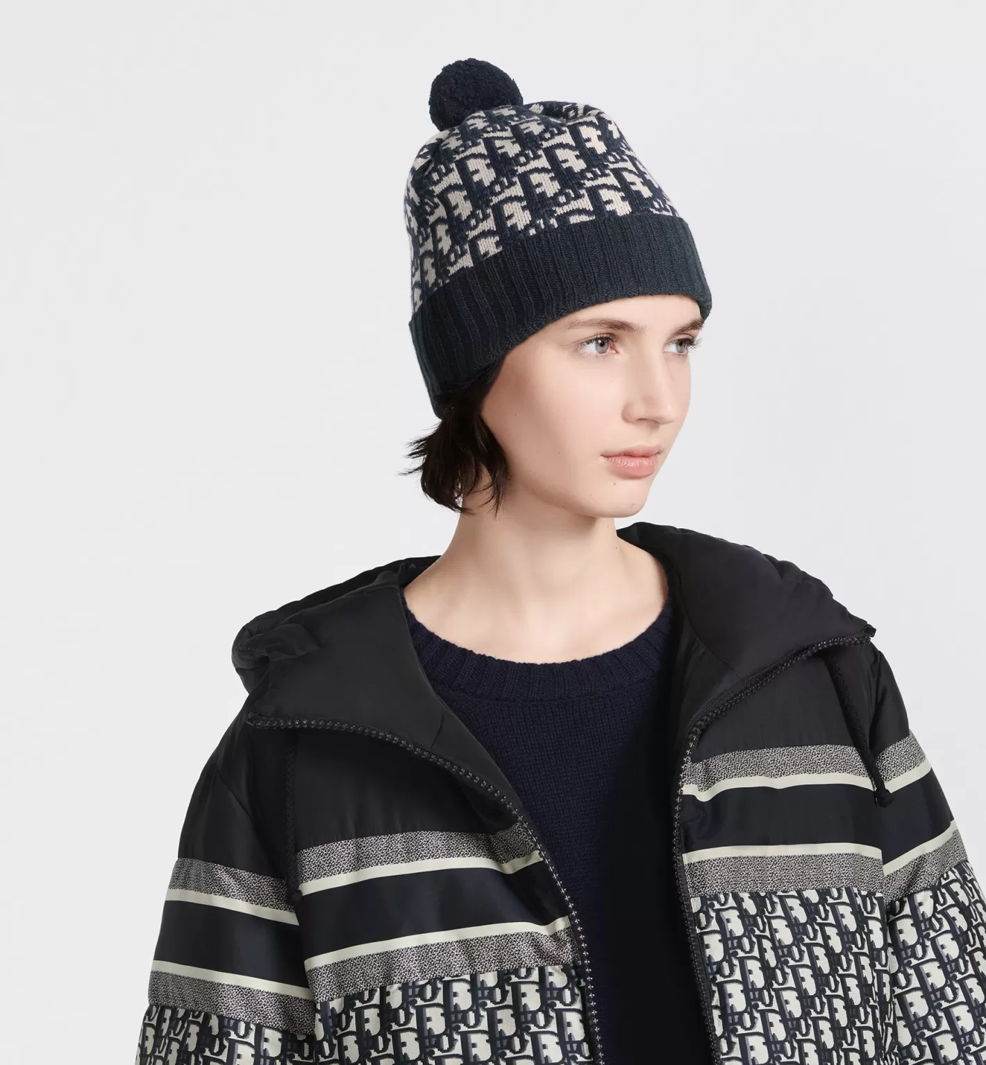 DIOR Oblique Pompom Beanie Discount